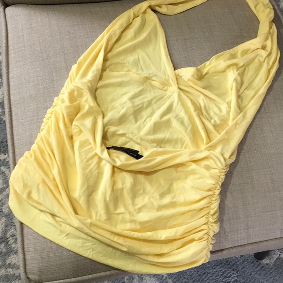 BCBG Maxazria Women's Yellow Fitted Halter Top - Picture 8 of 8